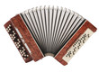 Brown bayan (accordion) isolated on white background