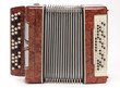 Brown bayan (accordion) on white background.