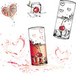 Glas, Gläser, Coacktails, Wasser, Vector Set