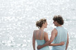 spain, mallorca, couple looking out at ocean