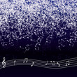 Vector musical notes on a dark background