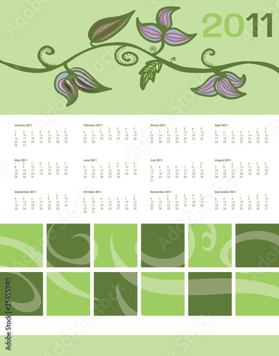 Zoom Not Available : Vector images are scalable to any size. 2011 Calendar