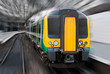 Fast Speed Train with Radial Blur. Commuter Transport