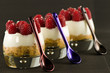 Verrine(s) au Cheesecake, crumble et framboises fraiches