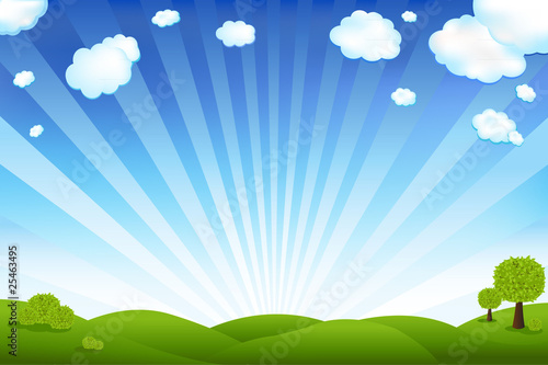 Vector: Green Field And Blue Sky Green Field And Blue Sky