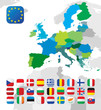 The European Union map and flags