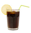 Cola with a yellow lime and a straw
