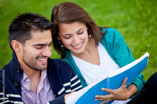 Couple of students outdoors