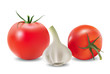 Garlic and tomato vector illustration.