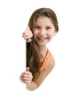 young girl peeking