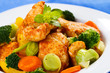 Roasted chicken meat with vegetable salad