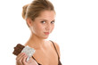 Woman with chocoalte bar