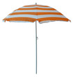 parasol de plage à bandes orange et blanches, fond blanc