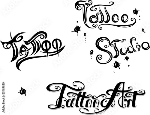 Schriftz ge Tattoo Studio Logo Vector Set