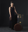 One elegant woman in retro style  _ Traveling