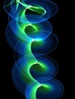 Laser en spirale vert et bleu