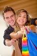 Happy shopping couple