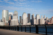 Manhattan Finantial District at sunset panorama from Jersey city Manhattan Finantial District at sunset panorama from Jersey city