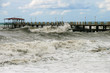 Storm at sea, waves on pier Storm at sea, waves on pier