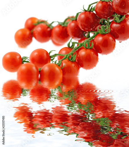 grappe tomates cerises rouges cocktails apéritifs, fond blanc grappe tomates cerises rouges cocktails apéritifs, fond blanc