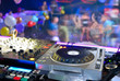 DJ's deck abothe the dancefloor DJ's deck abothe the dancefloor