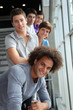 Group of happy young people at university Group of happy young people at university
