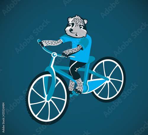 bike riding cartoon. cartoon racoon riding bicycle