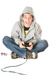 Joyful guy with a joystick