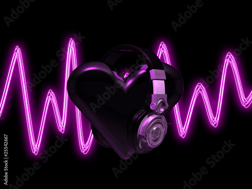 Illustration: headphones on heart headphones on heart