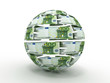 Sphere from euro on white isolated background. 3d