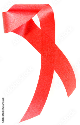 noeud rouge, symbole de lutte contre le sida, fond blanc