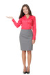 Woman showing product