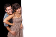 A cute couple behind a white wall 2