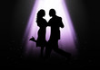 Silhouette illustration of a couple dancing under the light