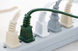 Photo: Wires plugged into power bar Wires plugged into power bar