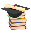 Graduation cap and diploma. Vector.