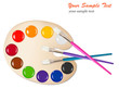 Palette with color paints and brushes. Vector illustration. Palette with color paints and brushes. Vector illustration.