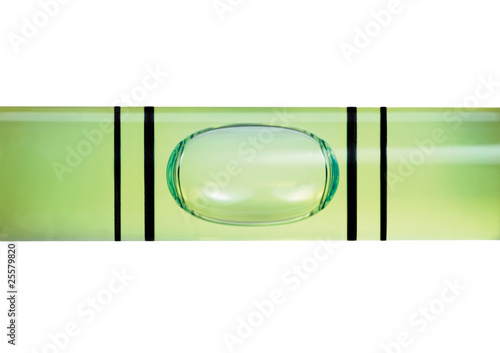 Photo: Large levelled spirit level gauge macro closeup, isolated Large levelled spirit level gauge macro closeup, isolated