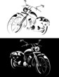 motobike is isolated on white and black background