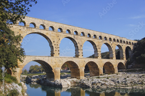 Photo: Pont du Gard Roman aquaduct near Avignon in France Pont du Gard Roman aquaduct near Avignon in France