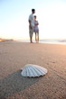 shell on the background of a couple in love