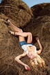 beauty woman in hay