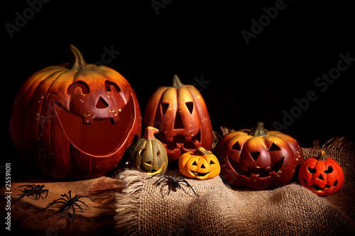 Photo: Still life with pumpkins, black background Still life with pumpkins, black background