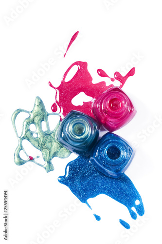 Photo: Pink, blue, marine shimmering nail polish Pink, blue, marine shimmering nail polish