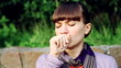 Video: Sick woman coughing, outdoors Sick woman coughing, outdoors