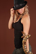 woman holding a snake woman holding a snake