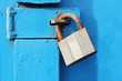 Photo: padlock on a painted door padlock on a painted door