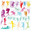 Fairy Angel Cherub vector valentine cupid set silhouettes Fairy Angel Cherub vector valentine cupid set silhouettes
