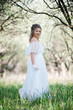 beautiful young woman in white dress