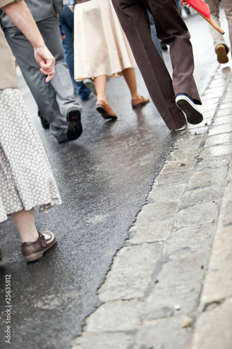 Photo: Crowd walking - group of people walking together (motion blur) Crowd walking - group of people walking together (motion blur)